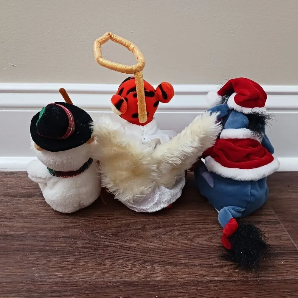 Lot of 3 Winnie the Pooh Christmas Plush Tigger Eeyore Angel Snowman‎